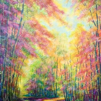 Картина под названием "Autumn forest" - Uriy Bykov, Подлинное произведение искусства, Акрил