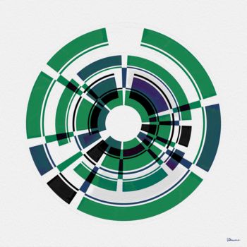 Digital Arts titled "Green Circle" by Uro Bannera, Original Artwork, Digital Painting
