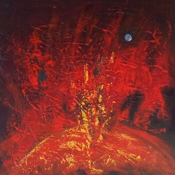 Painting titled "sun eruption" by Urs Schilt, Original Artwork, Acrylic