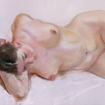 Schilderij getiteld "Woman in dream" door Julia Ursul, Origineel Kunstwerk, Olie