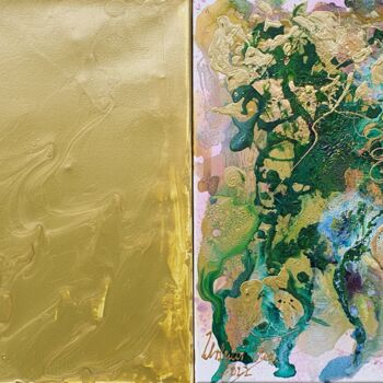 Schilderij getiteld "Golden moments with…" door Ursula Gnech, Origineel Kunstwerk, Acryl