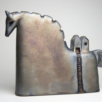 Sculpture titled "Trojan Horse with H…" by Urszula Despet, Original Artwork, Ceramics