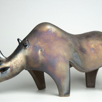 Sculpture intitulée "Rhinoceros" par Urszula Despet, Œuvre d'art originale, Céramique