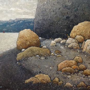 Картина под названием "Яшмовый пляж" - Евгений Урванцев, Подлинное произведение искусства, Масло