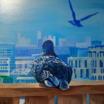 Pintura titulada "Painting. Doves" por Natalia Us, Obra de arte original, Oleo