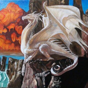 Pintura titulada "Dragon Guardian. Pa…" por Natalia Us, Obra de arte original, Oleo
