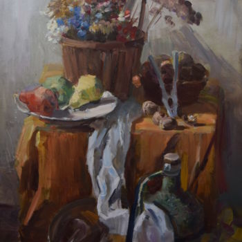 Peinture intitulée "Still life with cha…" par Anna Peshkova, Œuvre d'art originale, Huile