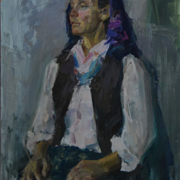 Painting titled "Portrait" by Anna Peshkova, Original Artwork, Oil