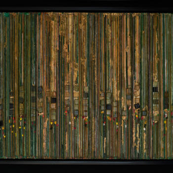 Κολάζ με τίτλο "Street Addresses" από Eric Goldstein, Αυθεντικά έργα τέχνης, Ακρυλικό Τοποθετήθηκε στο Ξύλινο πάνελ