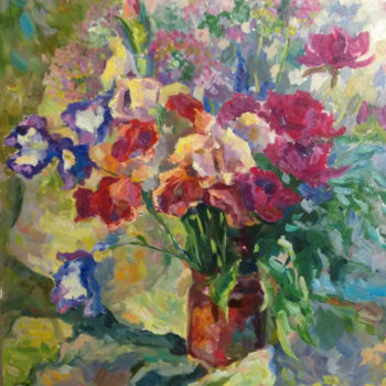 Peinture intitulée "assorted flowers" par Ruslan Prus, Œuvre d'art originale