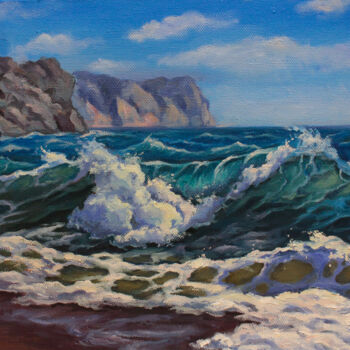 Painting titled "Green wave" by Ruslan Prus, Original Artwork, Oil