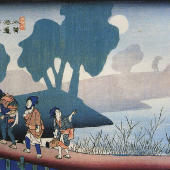 Printmaking titled "Soixante-neuf stati…" by Utagawa Hiroshige, Original Artwork, Xylography