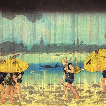 Gravures & estampes intitulée "Sur le bord de la r…" par Utagawa Kuniyoshi, Œuvre d'art originale, Gravure