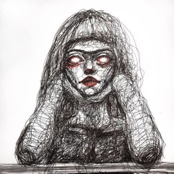 Drawing titled "Look at me" by Marie Utrachena, Original Artwork, Gel pen