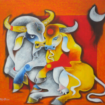 Картина под названием "deep love" - Uttam Manna, Подлинное произведение искусства, Акрил
