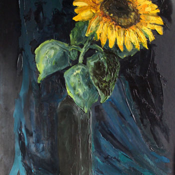 Pintura intitulada "Sunflower/Подсолнух" por Evgenia Uvarova (Smirnova), Obras de arte originais, Óleo