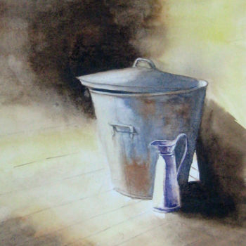 绘画 标题为“Au fond de la grange” 由Les Aquarelles D’Uve, 原创艺术品, 水彩