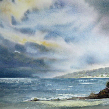 Peinture intitulée "L'orage" par Les Aquarelles D’Uve, Œuvre d'art originale, Aquarelle