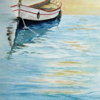 Peinture intitulée "La barque" par Les Aquarelles D’Uve, Œuvre d'art originale, Aquarelle