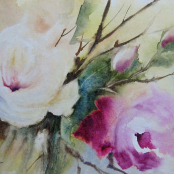 Painting titled "JOYEUX ANNIVERSAIRE" by Les Aquarelles D’Uve, Original Artwork, Watercolor