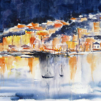 Malerei mit dem Titel "Villefranche le port" von Les Aquarelles D’Uve, Original-Kunstwerk, Aquarell