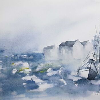 Painting titled "Soir d'orage" by Les Aquarelles D’Uve, Original Artwork, Watercolor