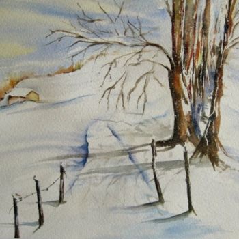 Painting titled "La neige" by Les Aquarelles D’Uve, Original Artwork