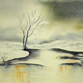 Malerei mit dem Titel "Solitude" von Les Aquarelles D’Uve, Original-Kunstwerk