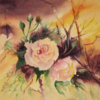 Painting titled "les roses" by Les Aquarelles D’Uve, Original Artwork