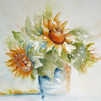 Peinture intitulée "Les tournesols" par Les Aquarelles D’Uve, Œuvre d'art originale
