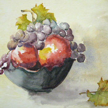 Pintura titulada "Les raisins" por Les Aquarelles D’Uve, Obra de arte original