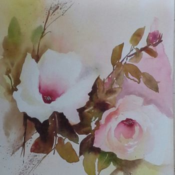제목이 "Les roses"인 미술작품 Les Aquarelles D’Uve로, 원작, 수채화