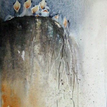 Schilderij getiteld "Le nid" door Les Aquarelles D’Uve, Origineel Kunstwerk, Aquarel