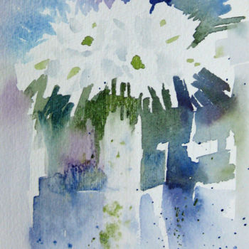 Peinture intitulée "Fleurs banches" par Les Aquarelles D’Uve, Œuvre d'art originale