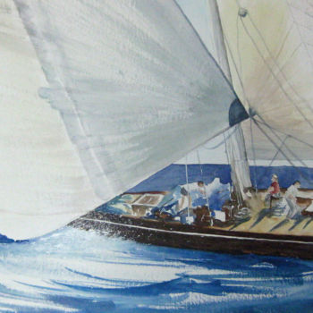 Ζωγραφική με τίτλο "La régate" από Les Aquarelles D’Uve, Αυθεντικά έργα τέχνης, Ακουαρέλα