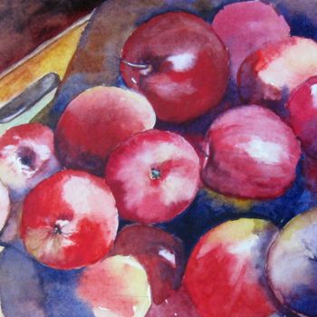Peinture intitulée "Les pommes" par Les Aquarelles D’Uve, Œuvre d'art originale, Aquarelle