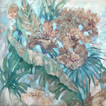 Painting titled "Tropical flowers I-…" by Tatiana Timofeeva, Original Artwork, Oil