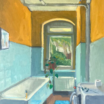 Malerei mit dem Titel "Bathroom" von Uy Nguyen, Original-Kunstwerk, Öl