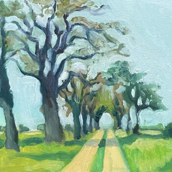 Painting titled "Country Road" by Uy Nguyen, Original Artwork, Oil