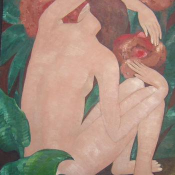 Painting titled ""Hibiscus" (par Fir…" by Laurent V, Original Artwork, Oil