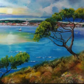 Painting titled ""Méditerranée"" by Valerie Sorbets, Original Artwork, Oil