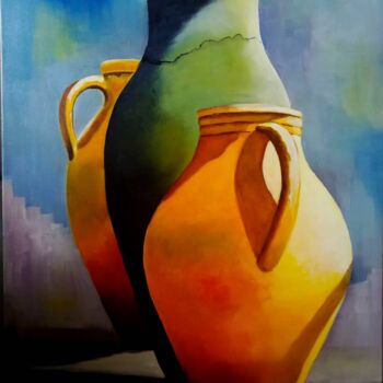 Painting titled ""jaune"" by Valerie Sorbets, Original Artwork, Oil