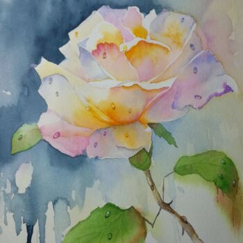 Malarstwo zatytułowany „"rose"” autorstwa Valerie Sorbets, Oryginalna praca, Akwarela