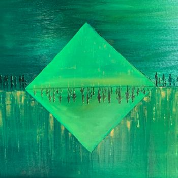 Картина под названием "Soleil vert" - Wilcox, Подлинное произведение искусства, Масло Установлен на Деревянная рама для носи…