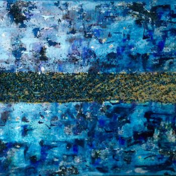 「Blue sand」というタイトルの絵画 Wilcoxによって, オリジナルのアートワーク, オイル ウッドストレッチャーフレームにマウント
