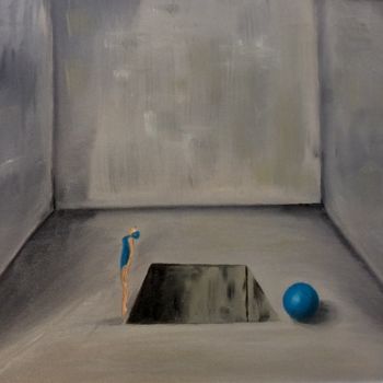 Painting titled "The blue ball" by Wilcox, Original Artwork, Oil