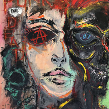 Pittura intitolato "Punk's not Dead" da V.Woody, Opera d'arte originale, Olio