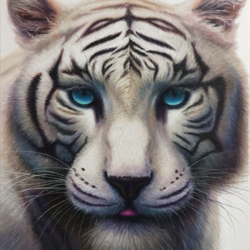 Peinture intitulée "Белый Тигр/ White T…" par Viktoria Zotova, Œuvre d'art originale, Huile