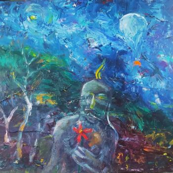 Peinture intitulée "Влюбленный истукан" par Vaceslav Li, Œuvre d'art originale, Huile