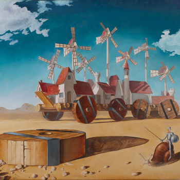 Картина под названием "Don Quixote and the…" - Vyacheslav Nikiforov, Подлинное произведение искусства, Масло